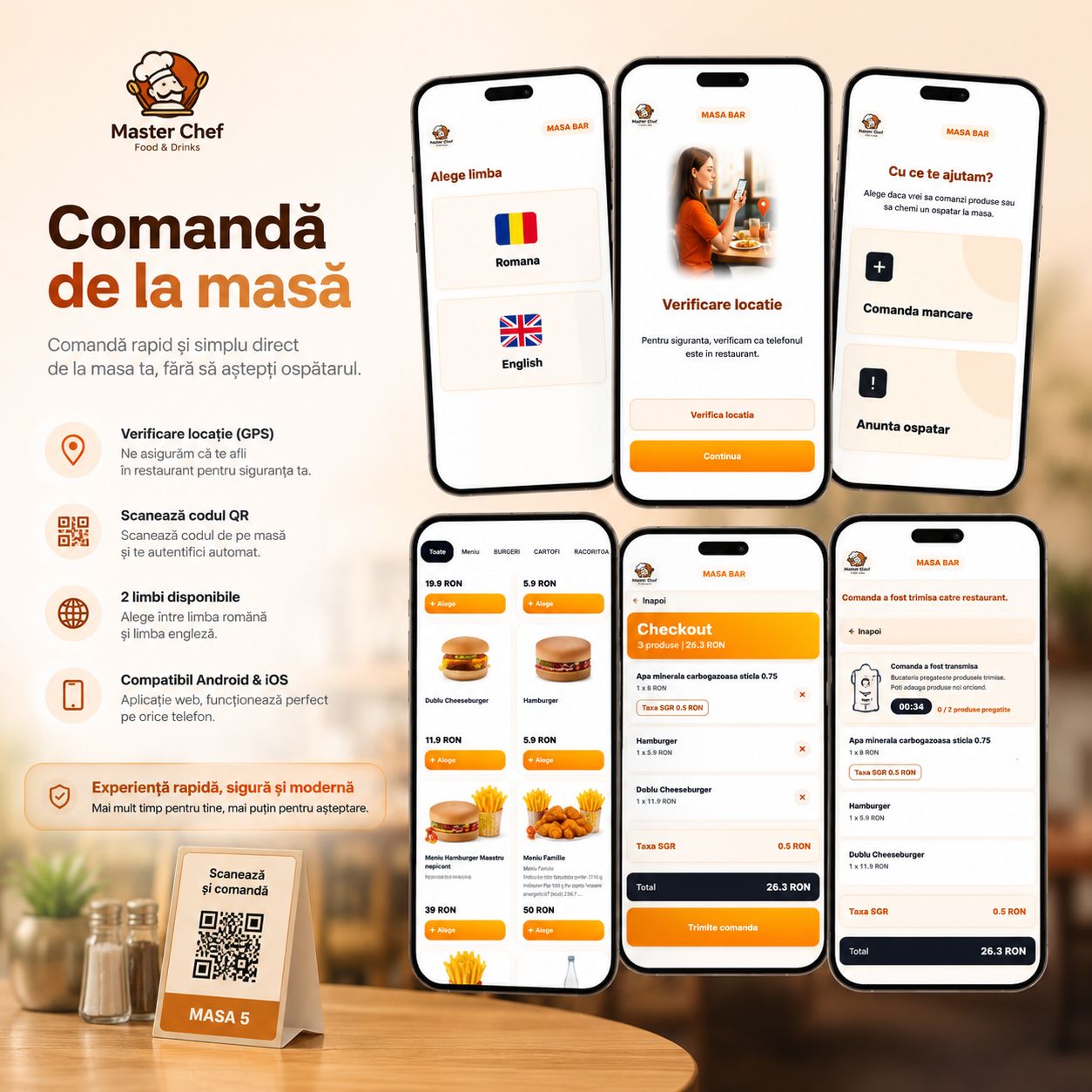 Comanda de la masa pe telefon